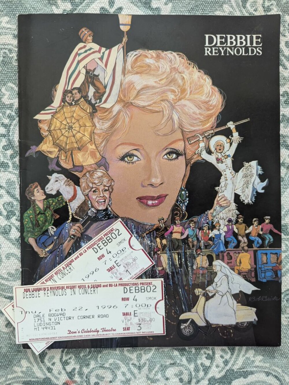 Debbie Reynolds Autograph Tour Book with Show Tickets 1996